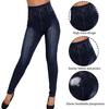 Damen Hohe Taille Taschen Knopf Nahtlose Leggings Skinny Bleistifthose Jeans