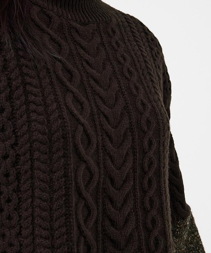 Seutyudiotomboiegseu (W) Cropped Cable Knit Pullover Brown