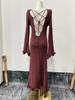 2026 Women's Pleated Wave Edge Lace-up Backless Long Sleeve Dress