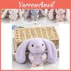 Adorable Long-eared Bunny Plush Keychain Soft Stuffed Rabbit Toy Crystal Velvet