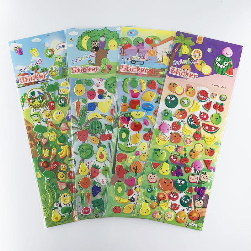 4 Sheetsset Candy Cake Food Drink Stickers Children Cartoon 3D Bubble Foam Sticker For Kids Diy Scrapbook Notebook Decoration