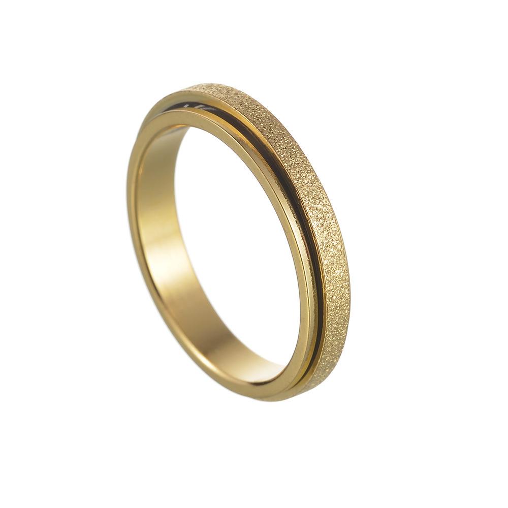 4mm Frosted Titanium Steel Rotating Ring Simple Neutral Men and Women Wedding Proposal Stainless Steel Hand Jewelry 5 золотой