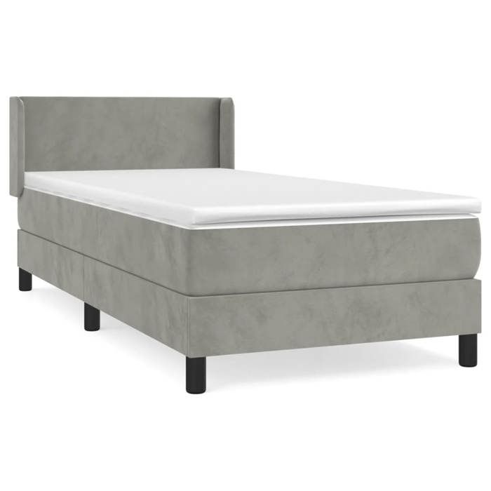 VidaXL Lit à sommier tapissier et matelas Gris clair 90x190 cm Velours - Modèle 3130811
