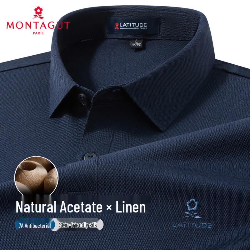 MONTAGUT Men s Ice Silk Linen Blend Polo Shirt XXXL