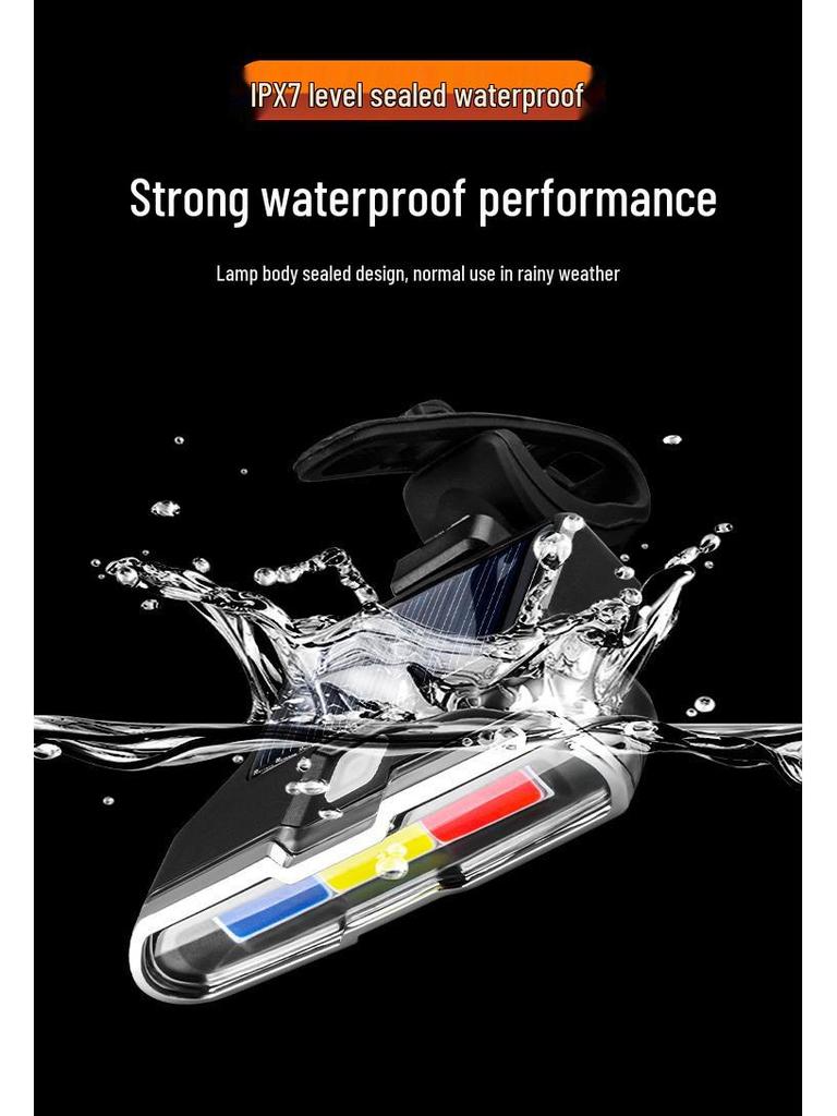 Tricolor USB & Solar Charging Bicycle Taillight: High-Brightness COB Flash for Night Riding Safety