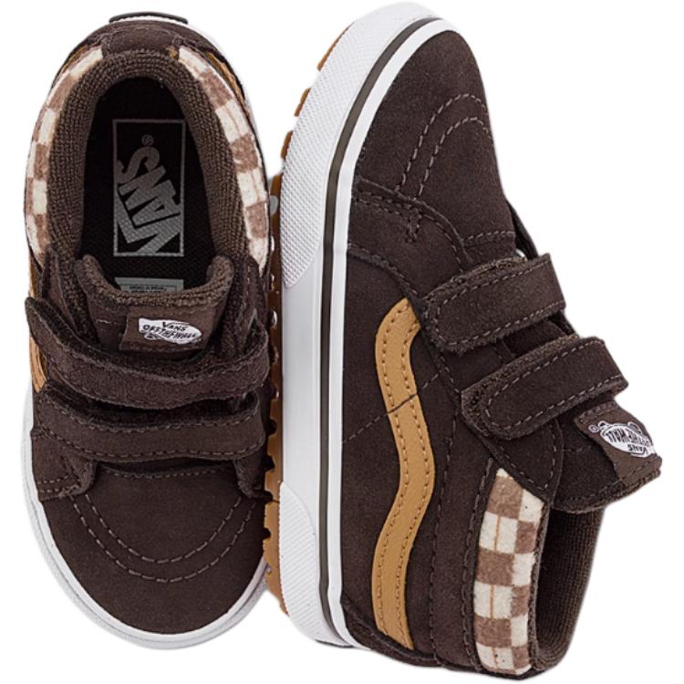Vans Classics Comfortable Versatile Anti-Kick Shock-Absorbing Mid-Top Walking Shoes Baby Shoes Dark-Brown VN000D11BF2