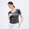 YERAD Women's Casual Faux Two-Piece Grey Short Sleeve T-Shirt