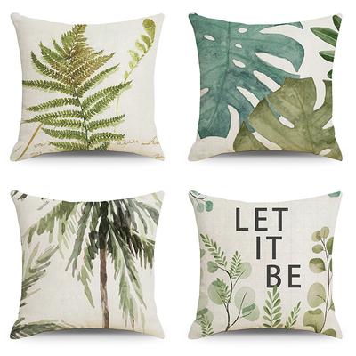 Tropical Plant Pillowcase Summer Green Plant Leaves Home Sofa Pillow Car Backrest Cover