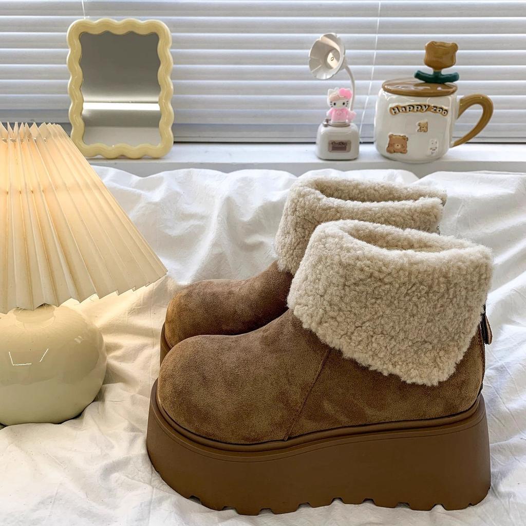 Hair-increasing snow boots Children's year-old piled thickened-soled mango-headed Birkenstock cotton shoes