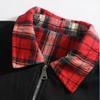 Men's Casual Checkered Lapel Fake Two-piece Jacket, Men's Loose Casual Zipper Jacket