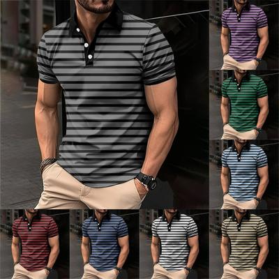 Erkek Golf Gömlek Günlük Spor V Yaka Nervürlü Yaka Kısa Kollu Moda Günlük Düz Renk Düz İlkbahar ve Yaz Regular Fit