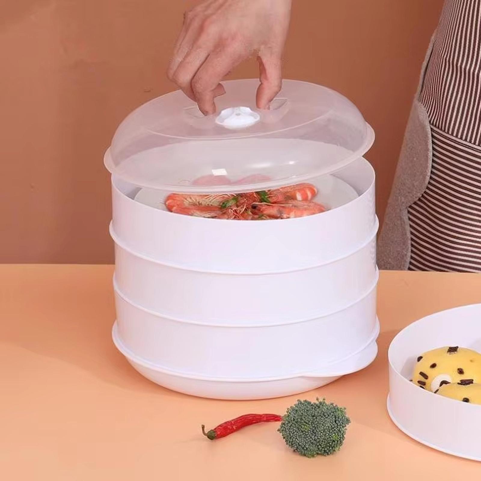 

Microwave Steamer Basket with Lid, Food-Grade Steaming Rack for Buns & Dumplings one size белый