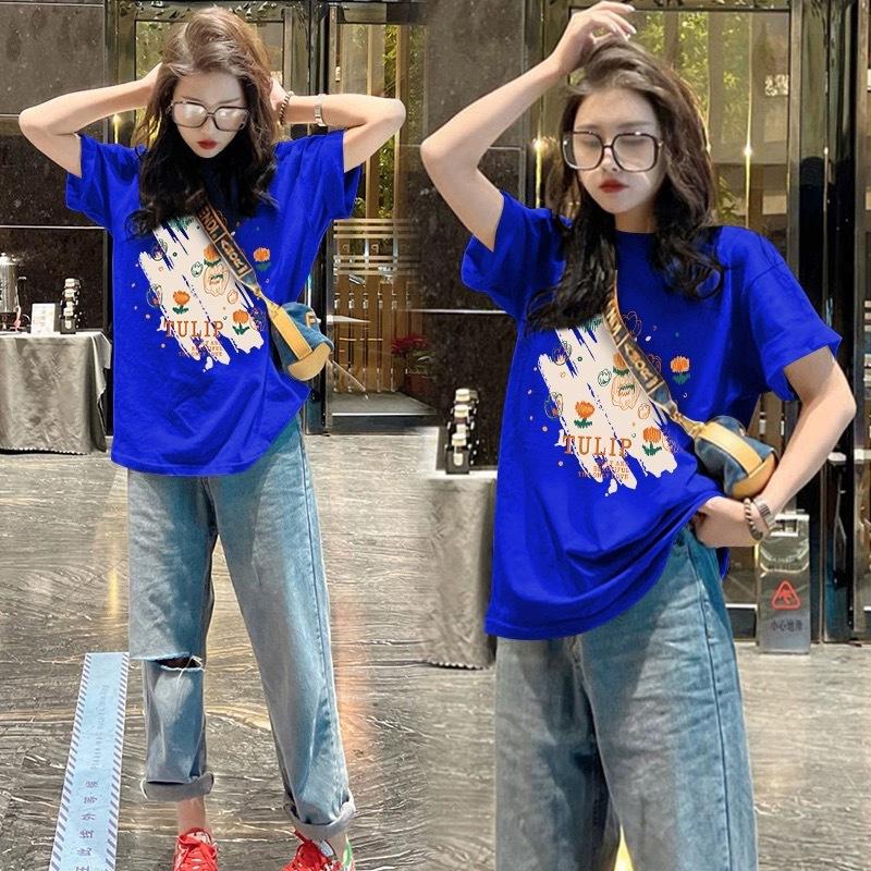 Apricot Pure Cotton Loose Front Shoulder Short-sleeved T-shirt Women's 2025 Summer New Large Version Medium and Long Hip-covering Top