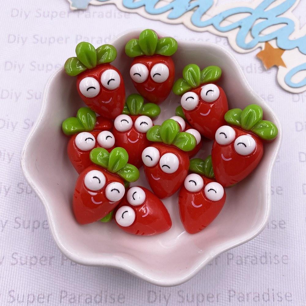 12pcs Colorful Cartoon Cute Big Eyes Carrots Figurine Flatback Stone DIY Christmas Jewelry Applique Home Decor Crafts Accessorie