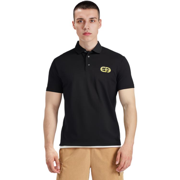 Emporio Armani Solid Color Logo Label Short Sleeve Polo Shirt Men Tops Black 6L1FB9-1JTKZ-0999