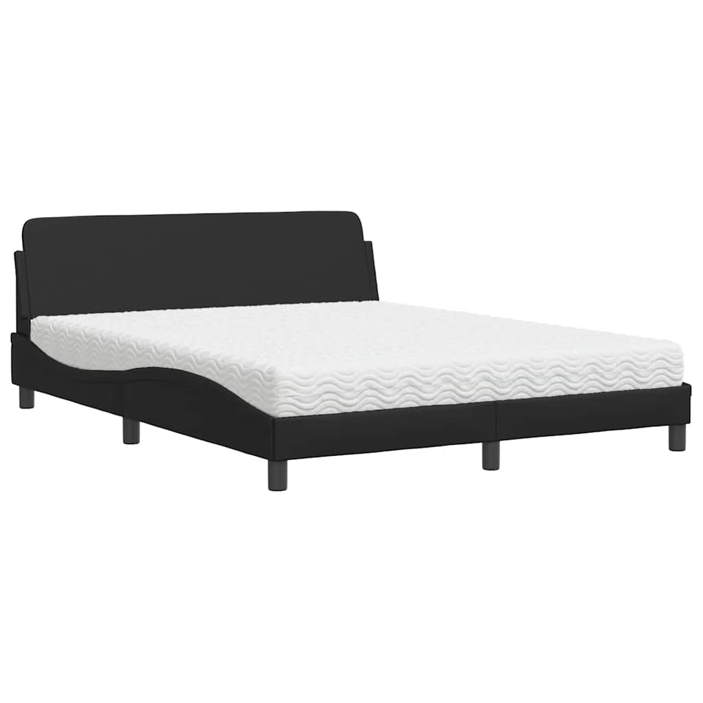 Vidaxl Bett mit Matratze, Schwarz, 160x200 cm, Kunstleder
