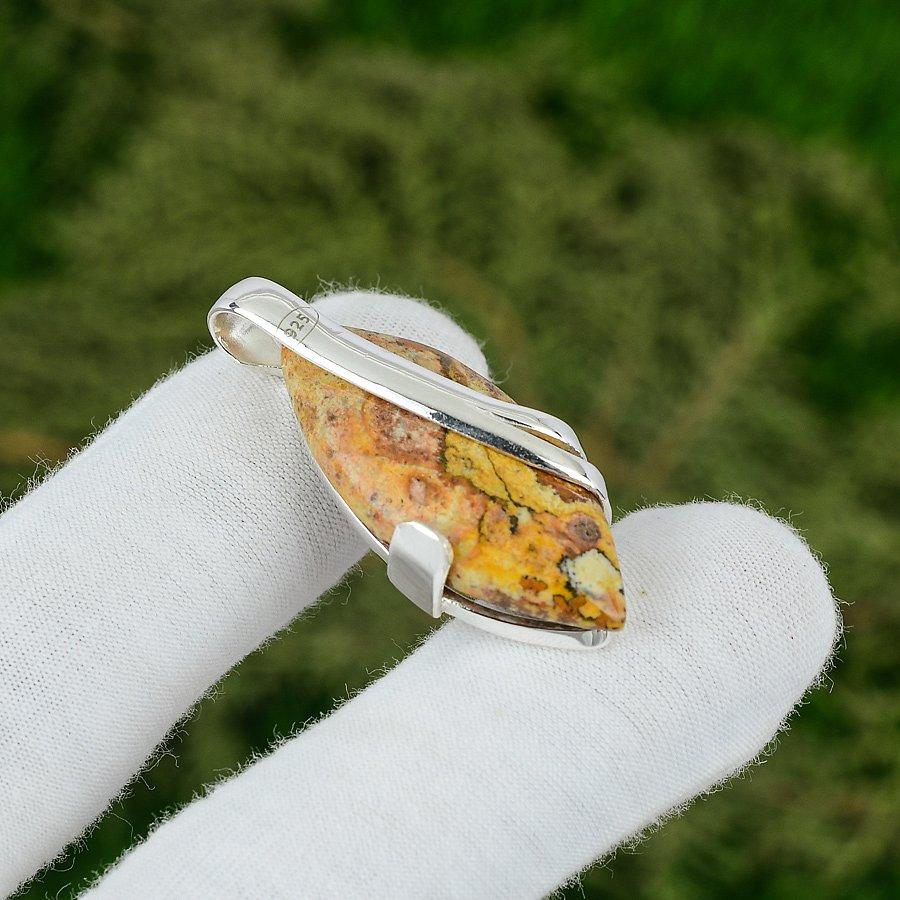 925 Silver Marquise Natural Picture Jasper Trendy Wedding Mother Pendant Jewelry