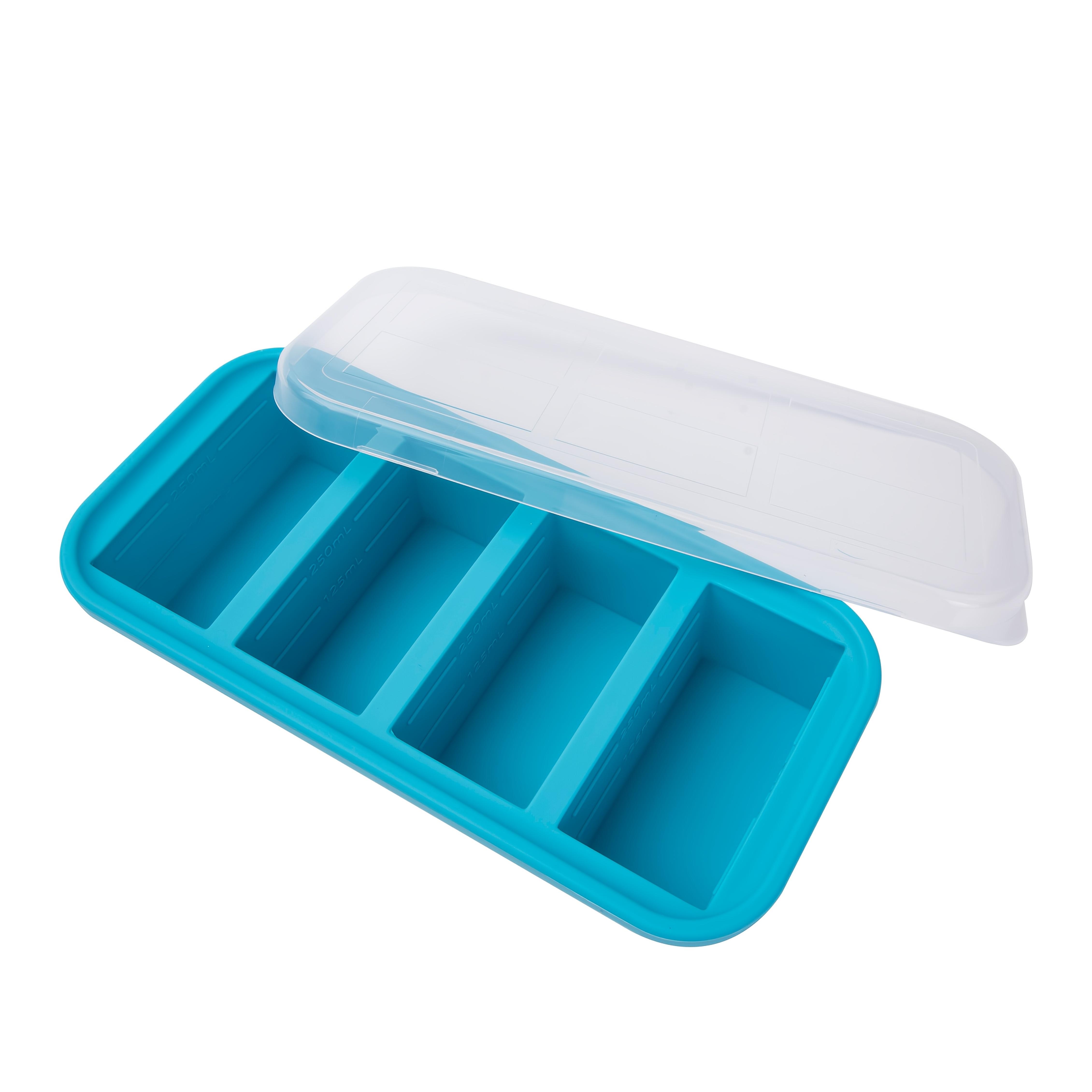 

Large Silicone Food Safe Freezer ,Oven Safe Storage Box with Transparent Lid , Multi Purpose Ice Maker , Baking Tray, Dishwasher Safe небесно-голубой
