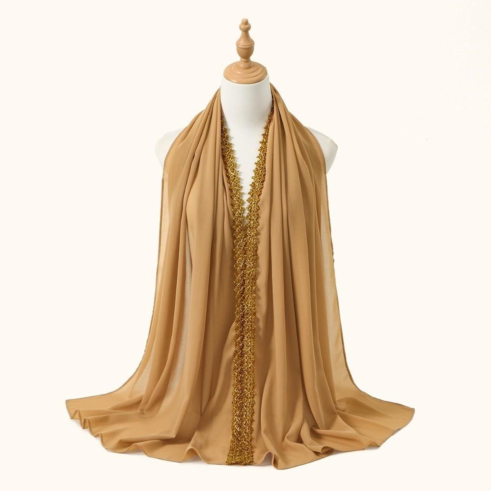 Golden Wave Modest Covering Scarf Chiffon Material Shawl Wrap New Eid al-Fitr Hijab  Arab Style