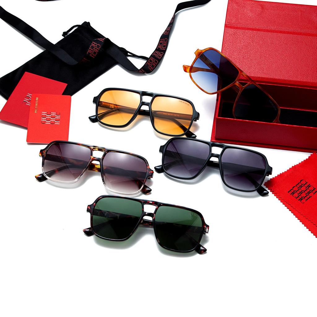CHHC Square Frame Retro Classic Pilot Sunglasses for Men & Women