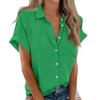 Womens Short Sleeve Shirts Solid Color Casua Button Down Blouse Tops With Chest Pocket