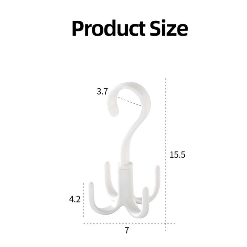 4 Hooks Clothes Rack Neck Tie Holder Space Saving Handbag Clothes Ties Bag Holder Shelf Clothes Shoe Hanger 360 Degrees Rotated Belt Closet