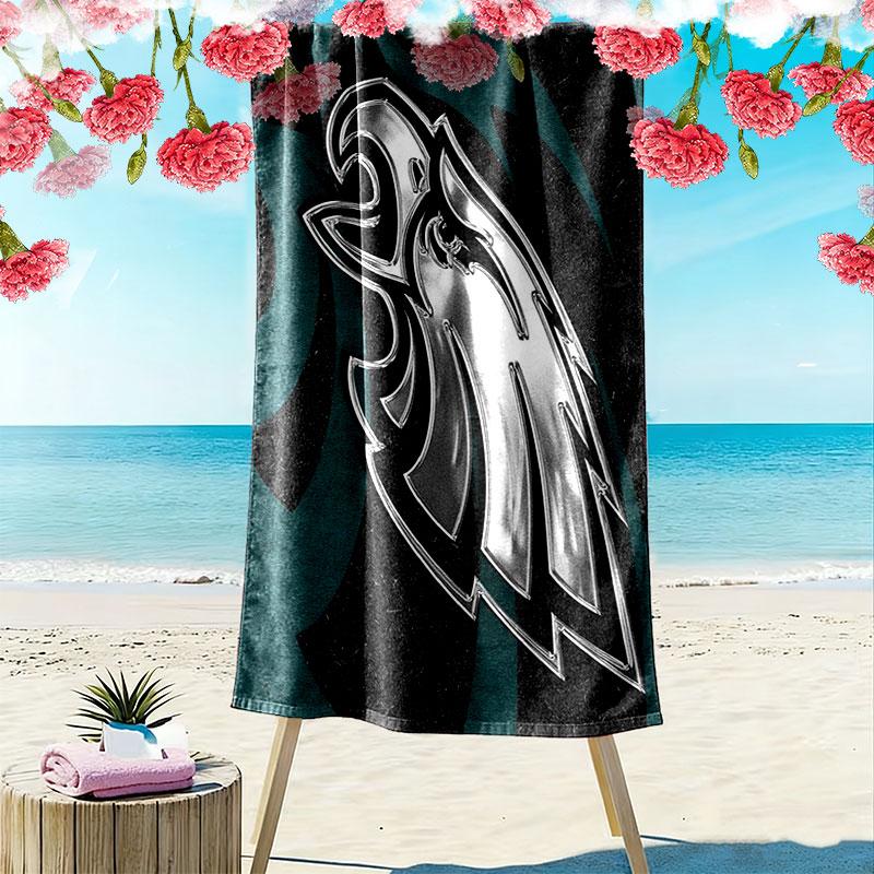 Philadelphia Eagles Print Beach Towel, Large Soft Quick Dry Towel for Beach Camping Swimming