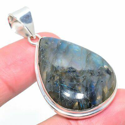 

Natural Labradorite Gemstone Handmade 925 Sterling Silver Pendant 2.09 D1v74