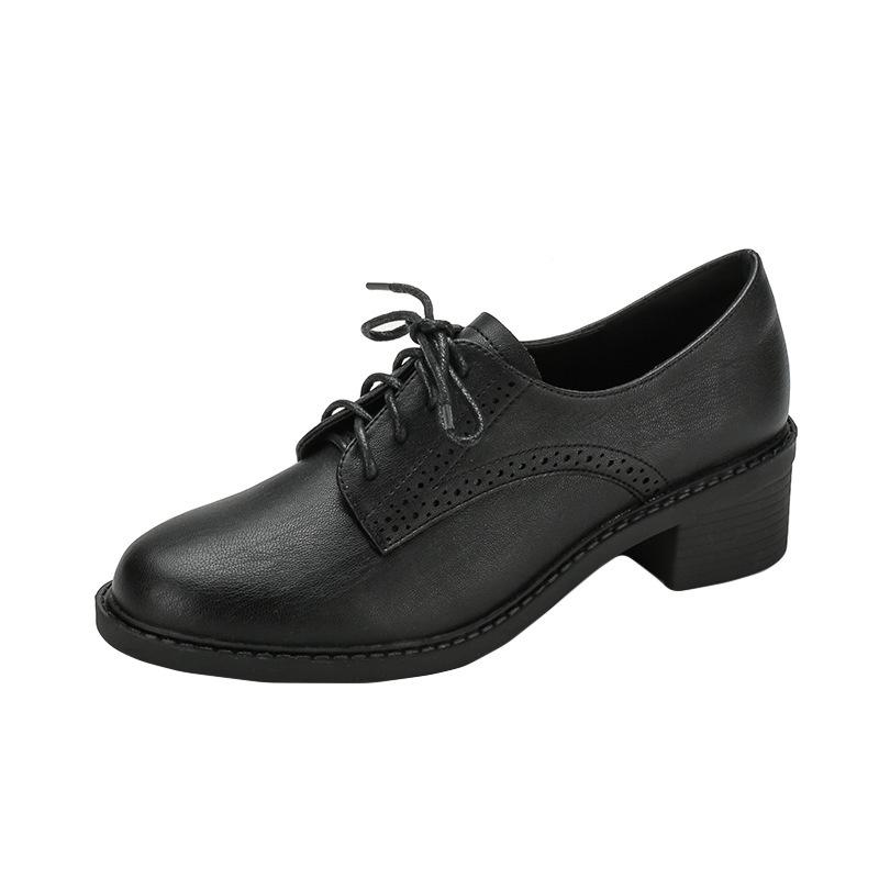 Genuine leather flat for Huizhou women's shoes grape mother same small leather shoes women's retro black front lace-up shoes children