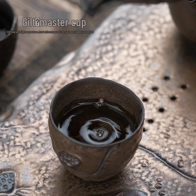 Jianying Gilded Ceramic Master Teacup - Large Kung Fu Tasting Cup
