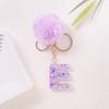 Hairball English 26 Letter Keychain Purple Resin Bag Key Chain Love Sequins Crystal Pendant