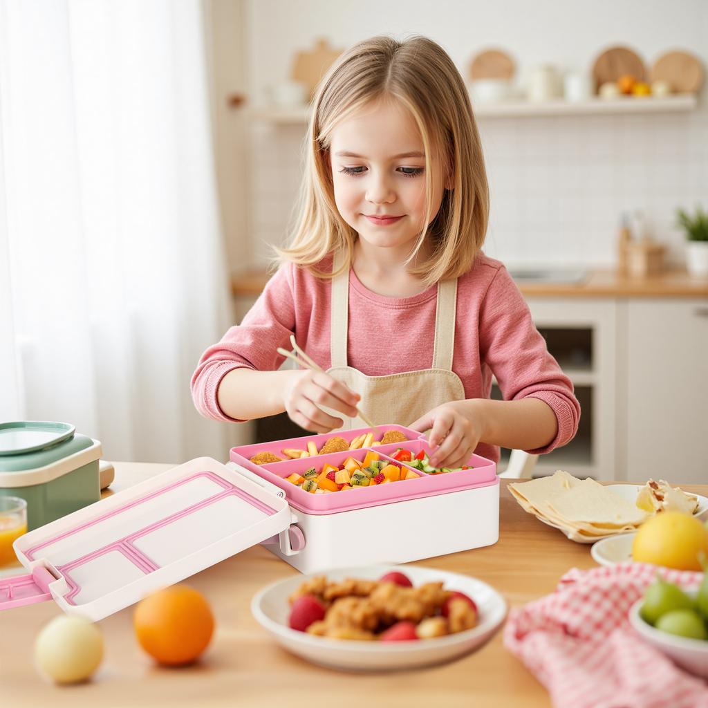 1pcs Cartoon Adorable Bento Box Microwavable Divided Leakproof Lunch Box For Teenagers And Workers School Canteen Back School