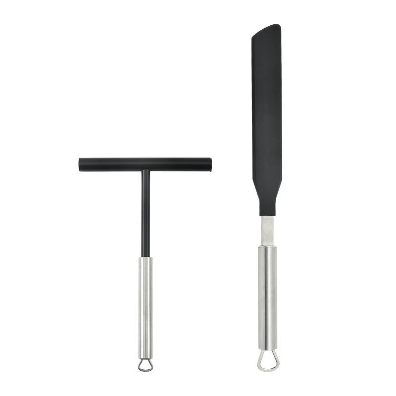 Stainless Steel French Crepe Spreader Crepe Spreader and Spatula Kit Pancake Like Batter Spreading Tools Pancake Cooking Tools