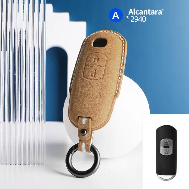Interior Mouldings Alcantara Car Key Smart Remote Case Cover Shell For Mazda 2 3 6 Cx3 Cx5 Cx7 Cx9 Mx5 2 Buttons Keychain Access