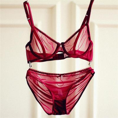 Französisch Ultra Dünne Dessous Set Sexy Mesh Transparent Bh Set Frauen Spitze Unterwäsche Sommer Atmungsaktive Bralette Weibliche Dessous