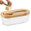 Butter Storage Box with Knife Bamboo Wood Lid 300ml Butter Cheese Container Box Household Kitchen Restaurant Butter Storage Box