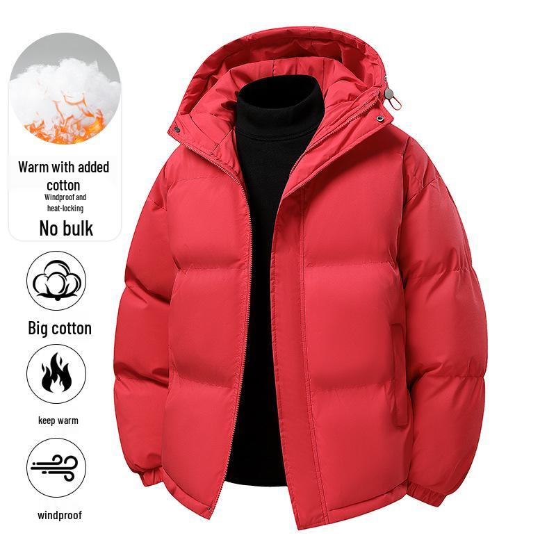 Giacca con Cappuccio in Cotone Unisex: Colore Unico, Ispessito, Caldo, Resistente al Freddo