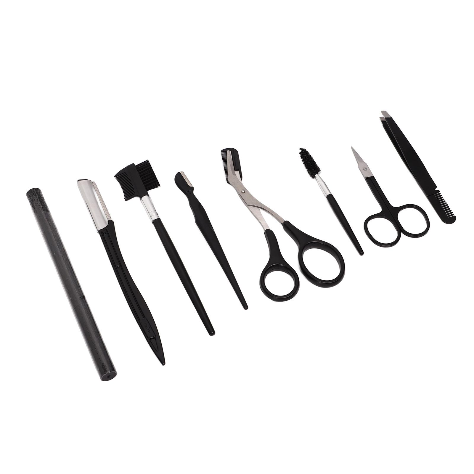 

Набор для ухода за бровями из 8 предметов, черный, нержавеющая сталь, набор для стрижки бровей, косметические инструменты с