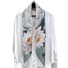 Chinese Style 100% Mulberry Silk Plain Crepe Satin Square Scarf, National Style Flower Art Style Silk Scarf, Suitable For Giving Elders Gifts