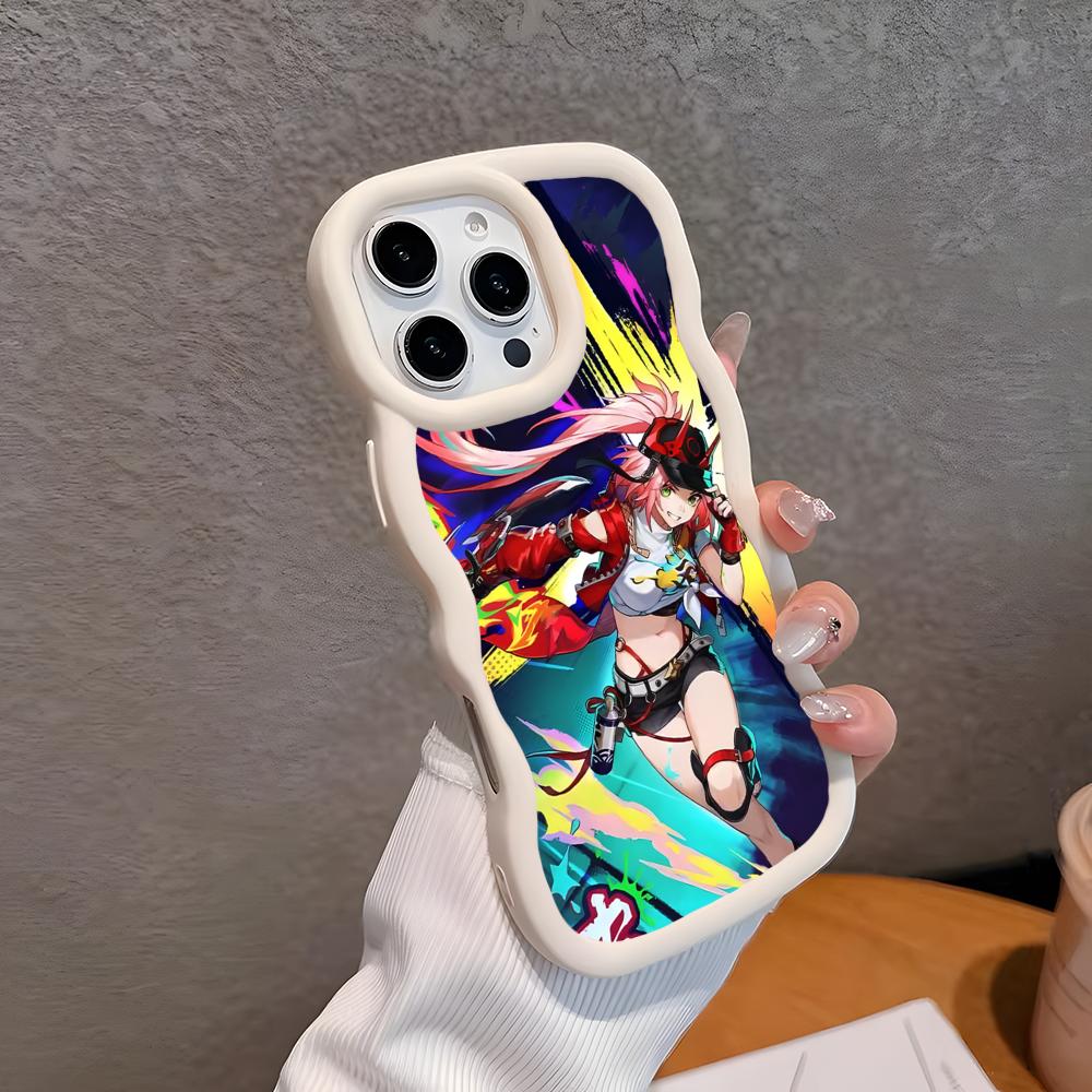 

HSR Rappa Wavy Edge TPU Mobile Phone Case for iPhone 17 16 15 14 13 12 11 Air Pro Max Plus Colorful Cover iPhone 12 Pro Max