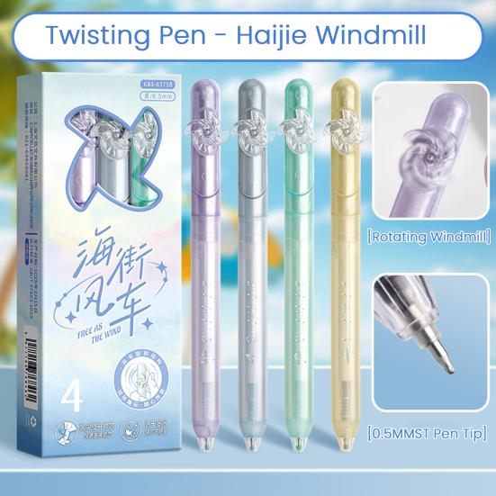 4 Pcs Retractable Spinning Erasable Pens Refillable Gel Pens for Girls Women Gifts 0.5mm Black Ink Pens for Journaling Drawing Writing