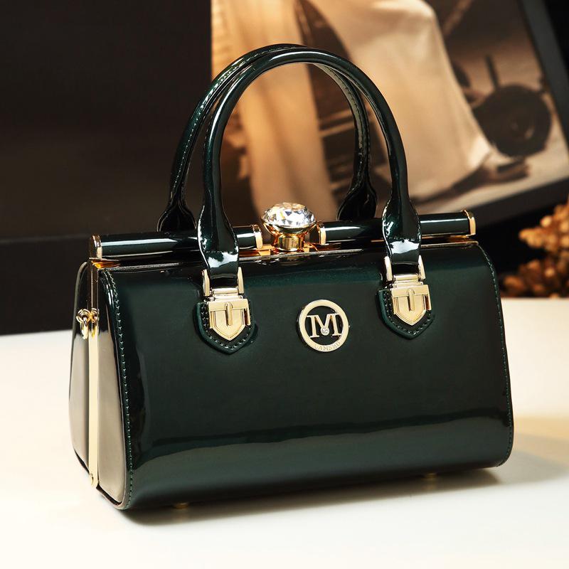 2024 Women's Rhinestone Clip Shoulder & Hand Bag – Stylish Pillow Shape In Bright Leather