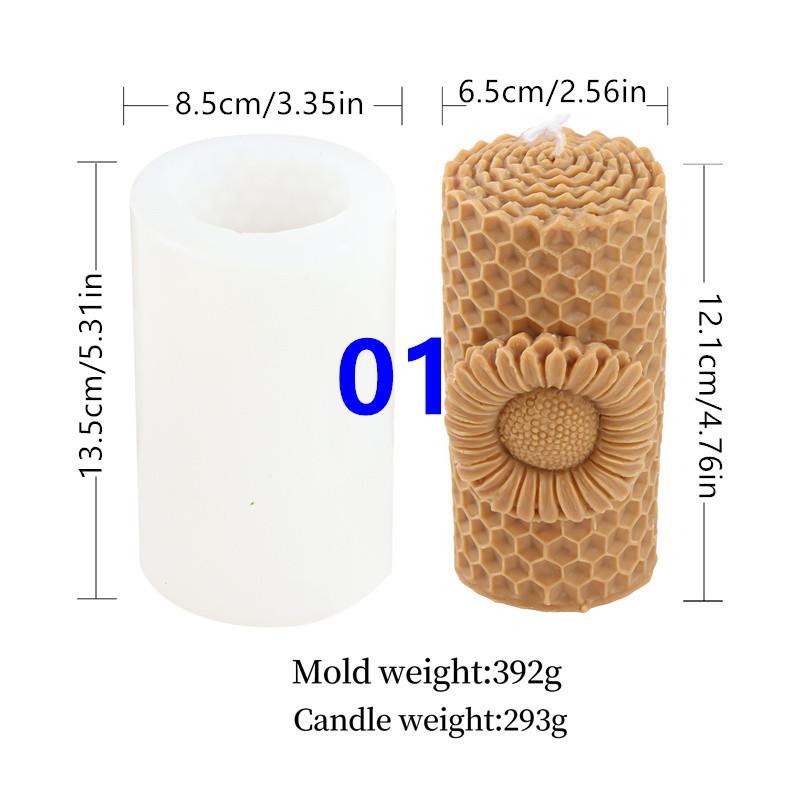 3D Honeycomb Cylinder Candle Silicone Mold DIY Honeycomb Bee House Handmade Making Soy Wax Candle Mold Home Decor Gifts
