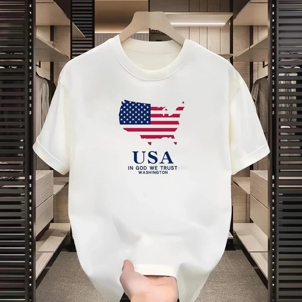 USA In God We Trust Washington American Flag T-Shirt 2XL