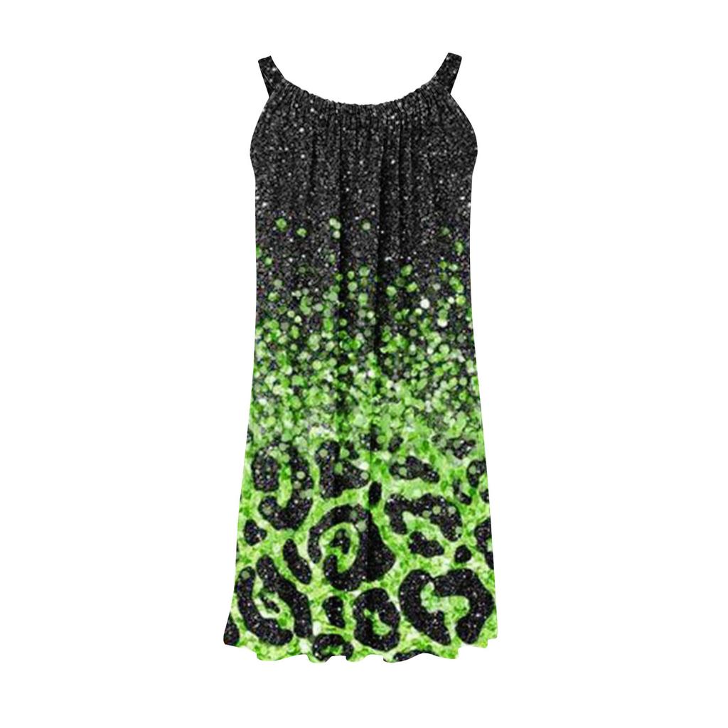 Women's Casual Loose Easter Print Suspender Beach Sundress Loose Sleeveless Dress