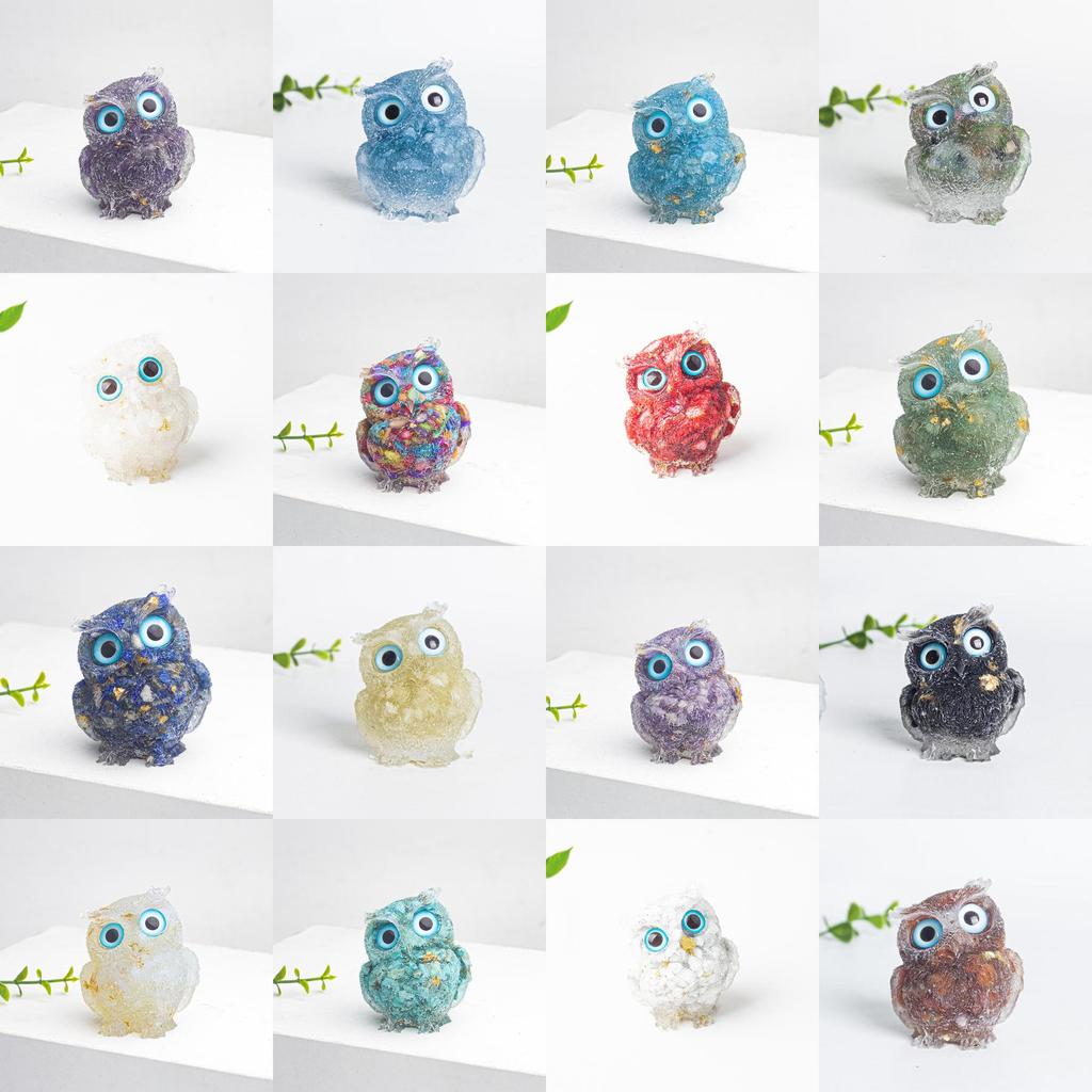Natural Crystal Owl Car Ornament For Office Desk Decor Gift For Kids