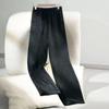 Women's Small Silky Wide-Leg Pants, Summer Eight-Point Length, Thin & Draped Texture