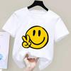 Kids Cartoon Smiley Face Print Short-sleeved T-shirt Casual and Versatile Style Suitable for Children's Outings and Daily Wear