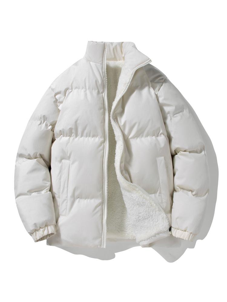 Plus Size Men's Thickened Cotton Jacket for Autumn/Winter - Warm Stand Collar Outerwear for Cold Protection.