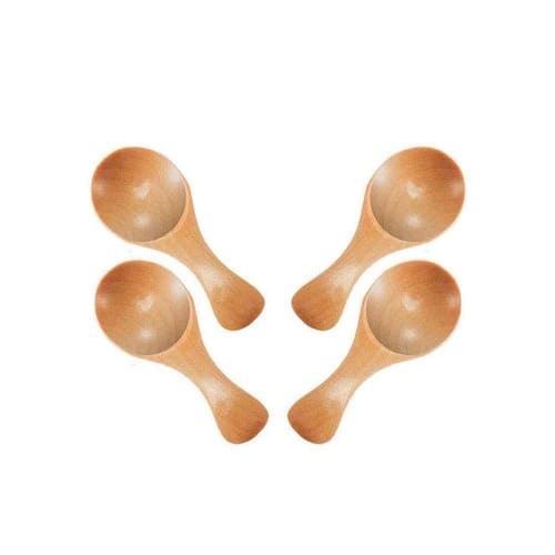 4 Small Wooden Salt Spoons, Solid Wood Condiment Spoons, Handmade Honey Teaspoons, for Condiments, Sugar, Coffee, Tea, Jam, Mustard, Ice Cream, Milk,